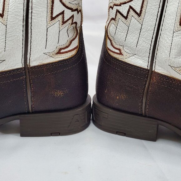 Ariat Kids' Sorting Pen Western Boots Leather Western Boots US 2.5 Brown & White - Picture 8 of 13